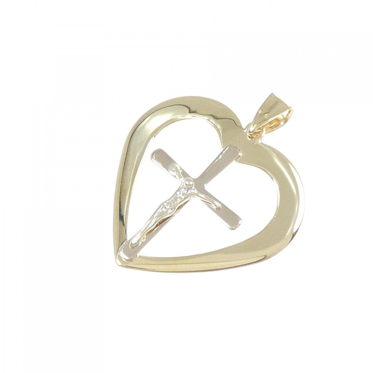 10KYG/10KWG ハート×クロス ペンダント