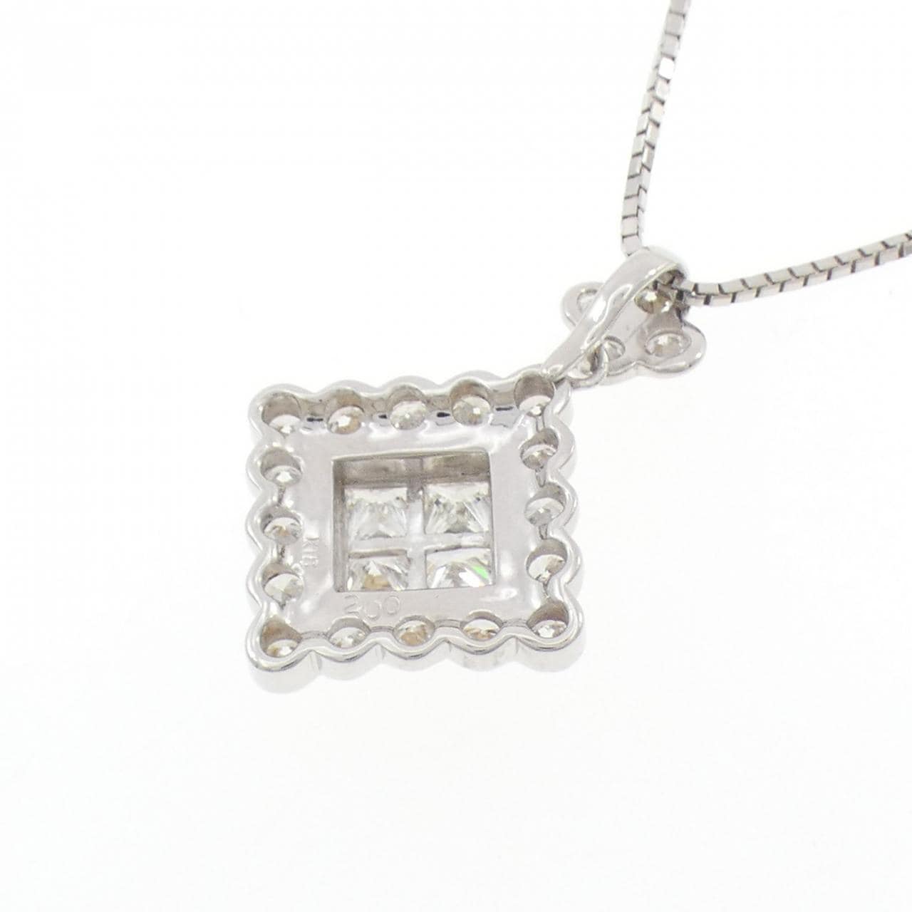 K18WG フラワー ダイヤモンド ネックレス 2.00CT