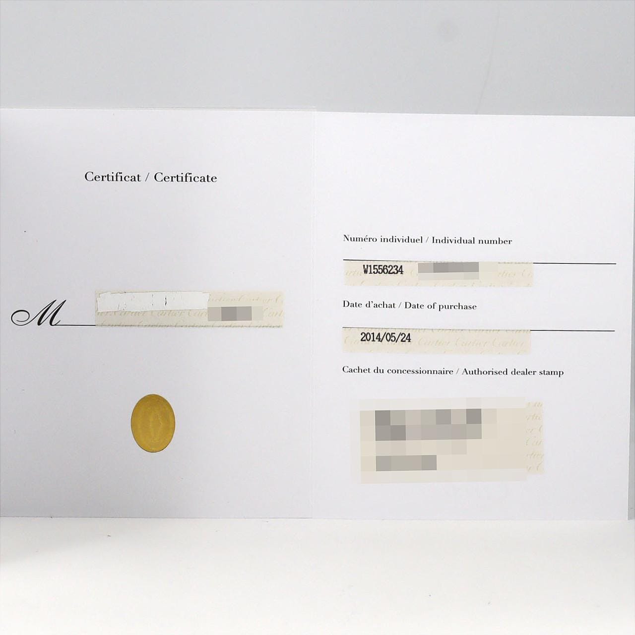 カルティエ トーチュ ラージデイト スモールセコンドXL PG W1556234 PG･RG 手巻