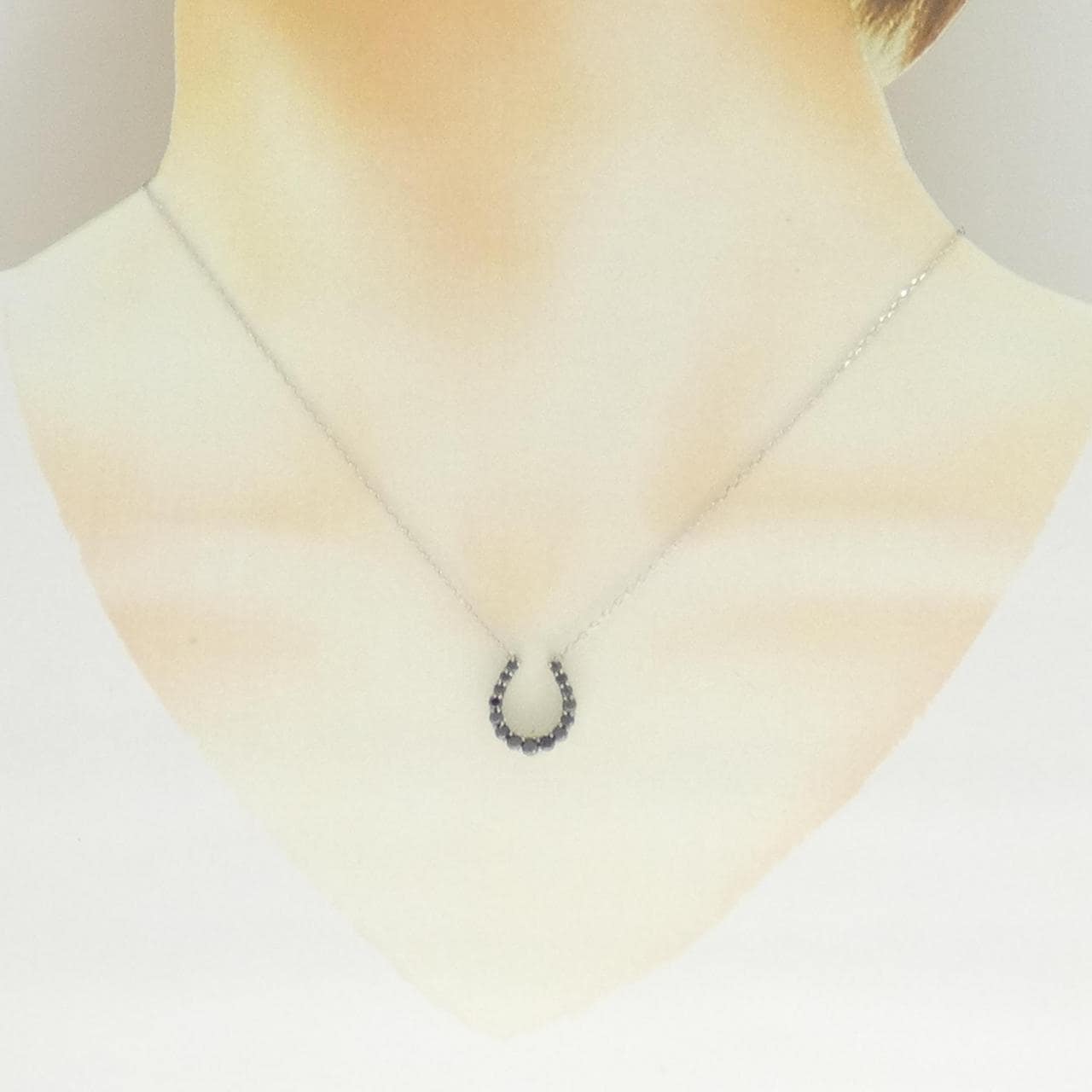 K18WG ホースシュー ダイヤモンド ネックレス 0.50CT