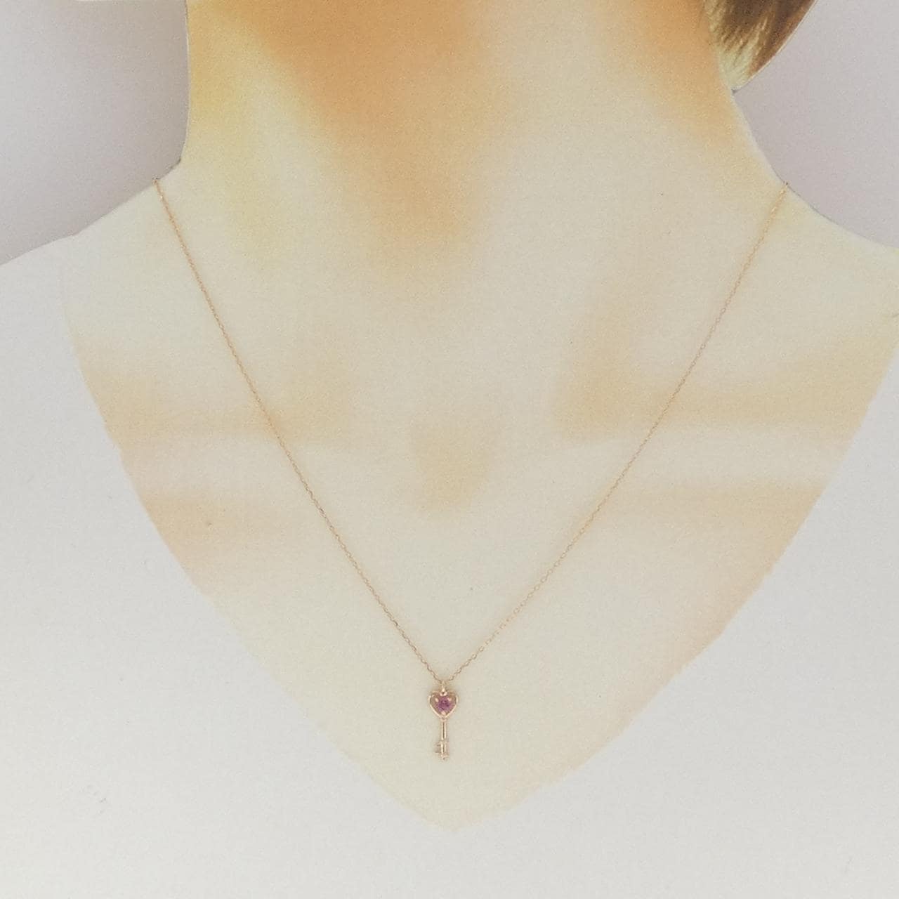 K10PG キー×ハート トルマリン ネックレス