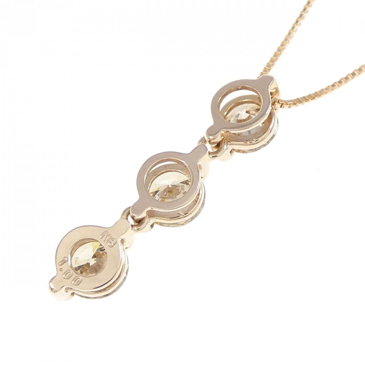 K18PG スリーストーン ダイヤモンド ネックレス 1.00CT