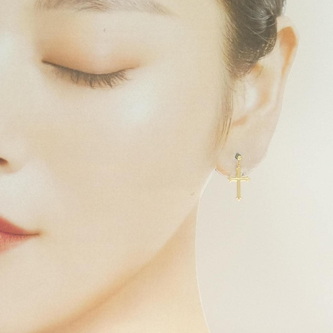 【新品】K18YG クロス ピアス