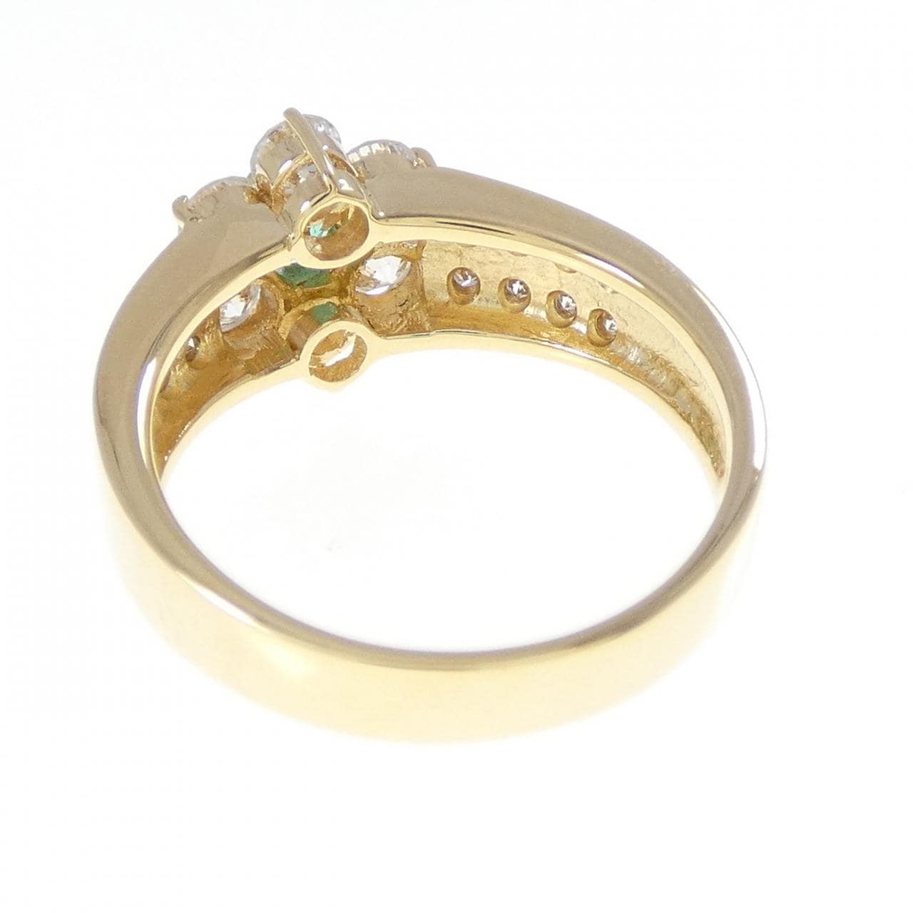 K18YG フラワー エメラルド リング 0.14CT