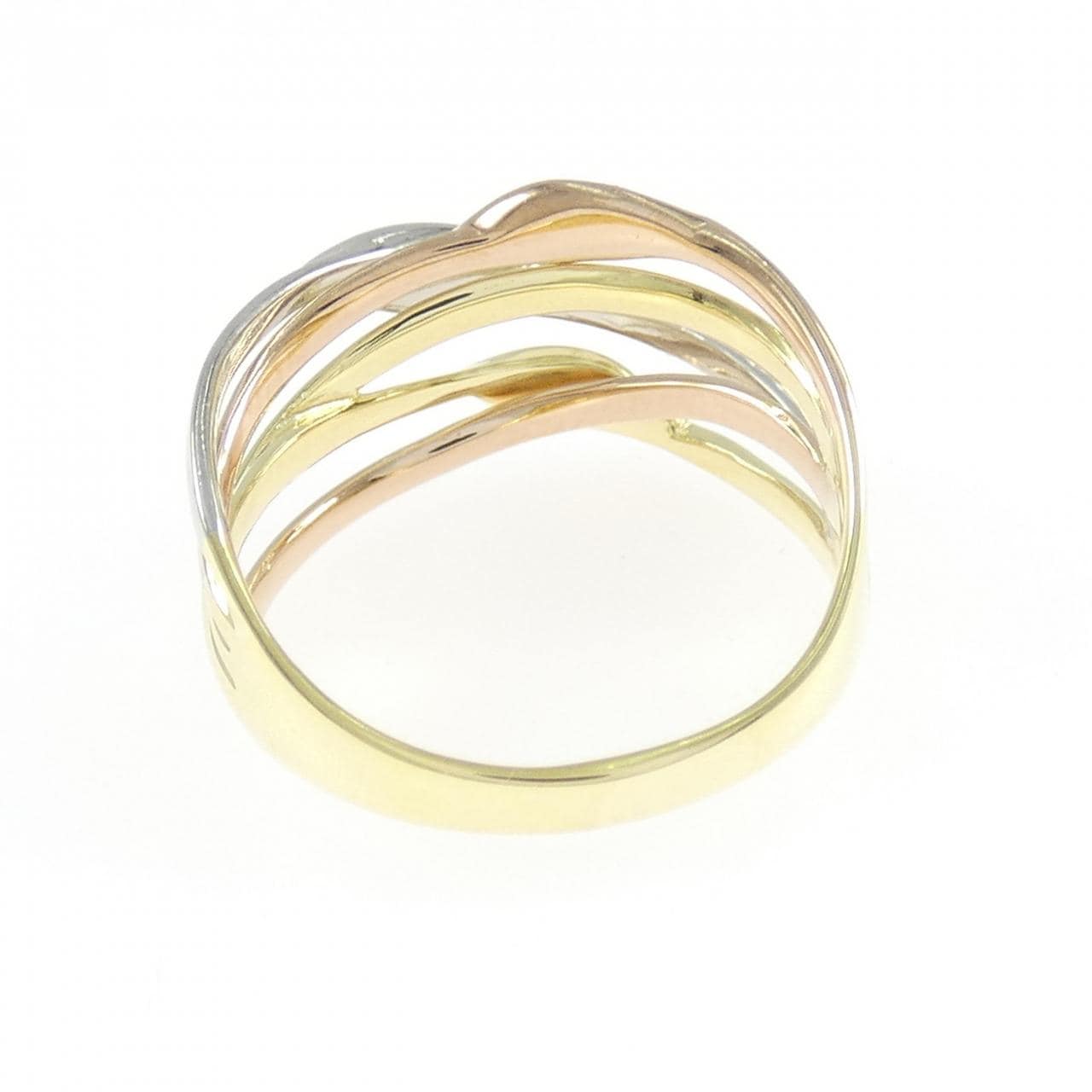 K18YG/PT950/K18PG ダイヤモンド リング 0.10CT