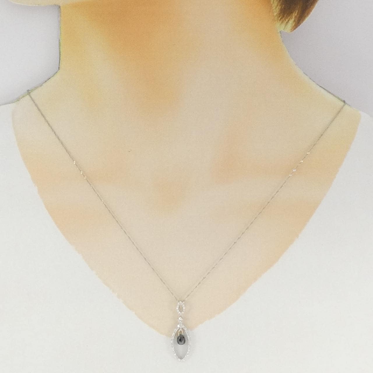 K18WG/PT850 ダイヤモンド ネックレス 0.80CT