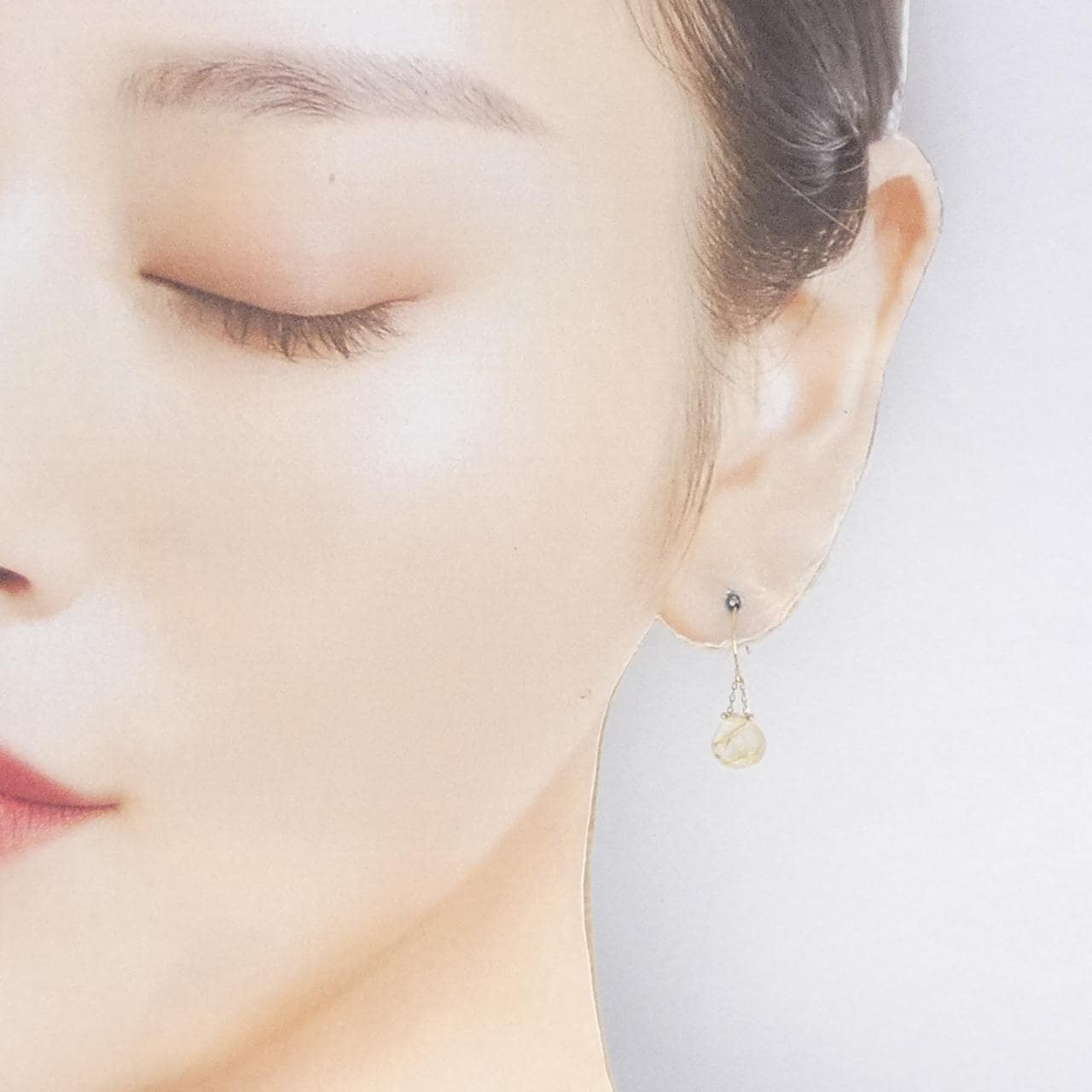 K18YG ルチルクオーツ ピアス