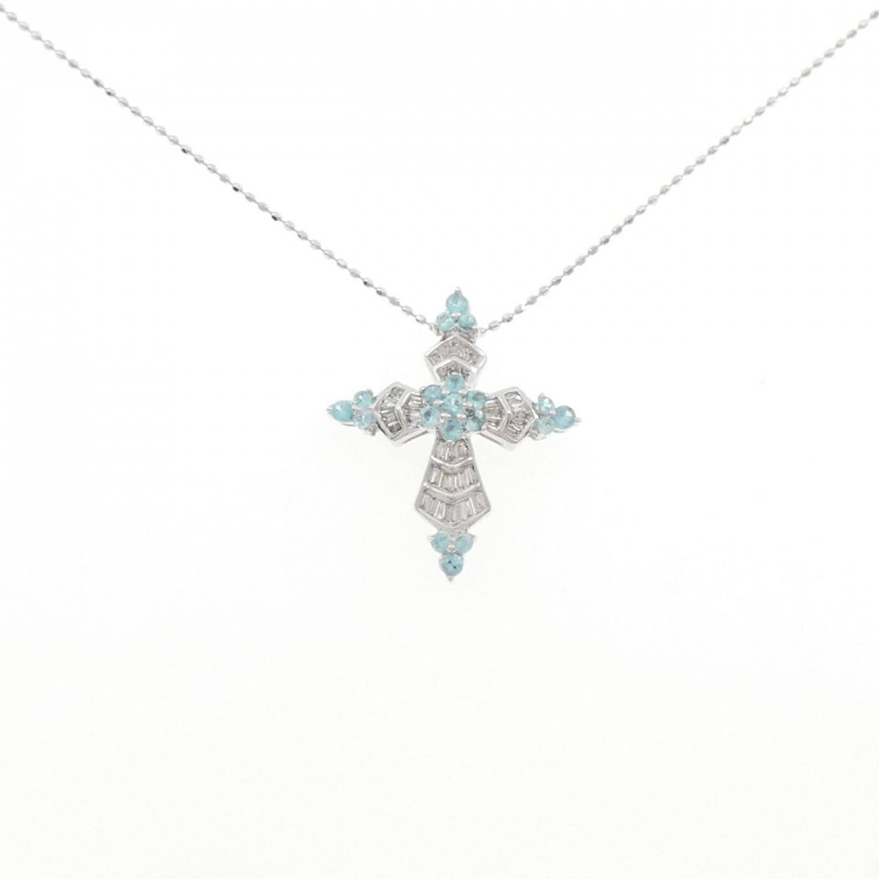 K18WG クロス トルマリン ネックレス