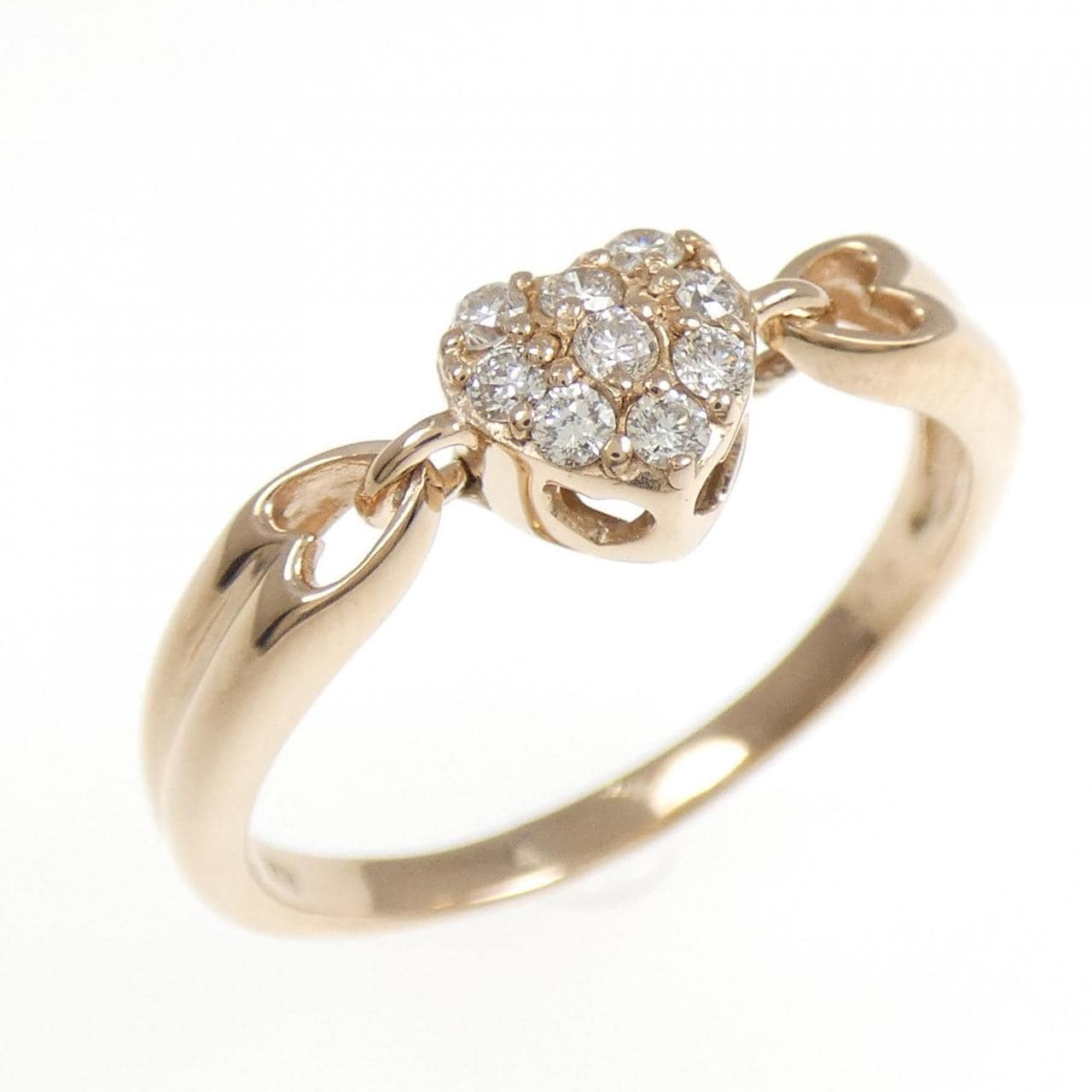 K18PG ハート ダイヤモンド リング 0.15CT