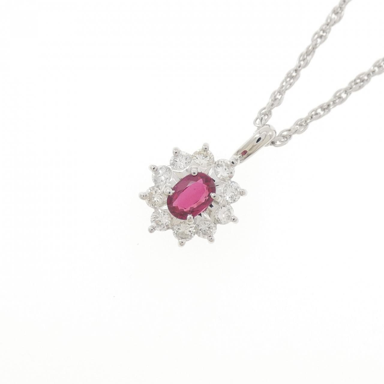 PT900/PT850 ルビー ネックレス 0.52CT