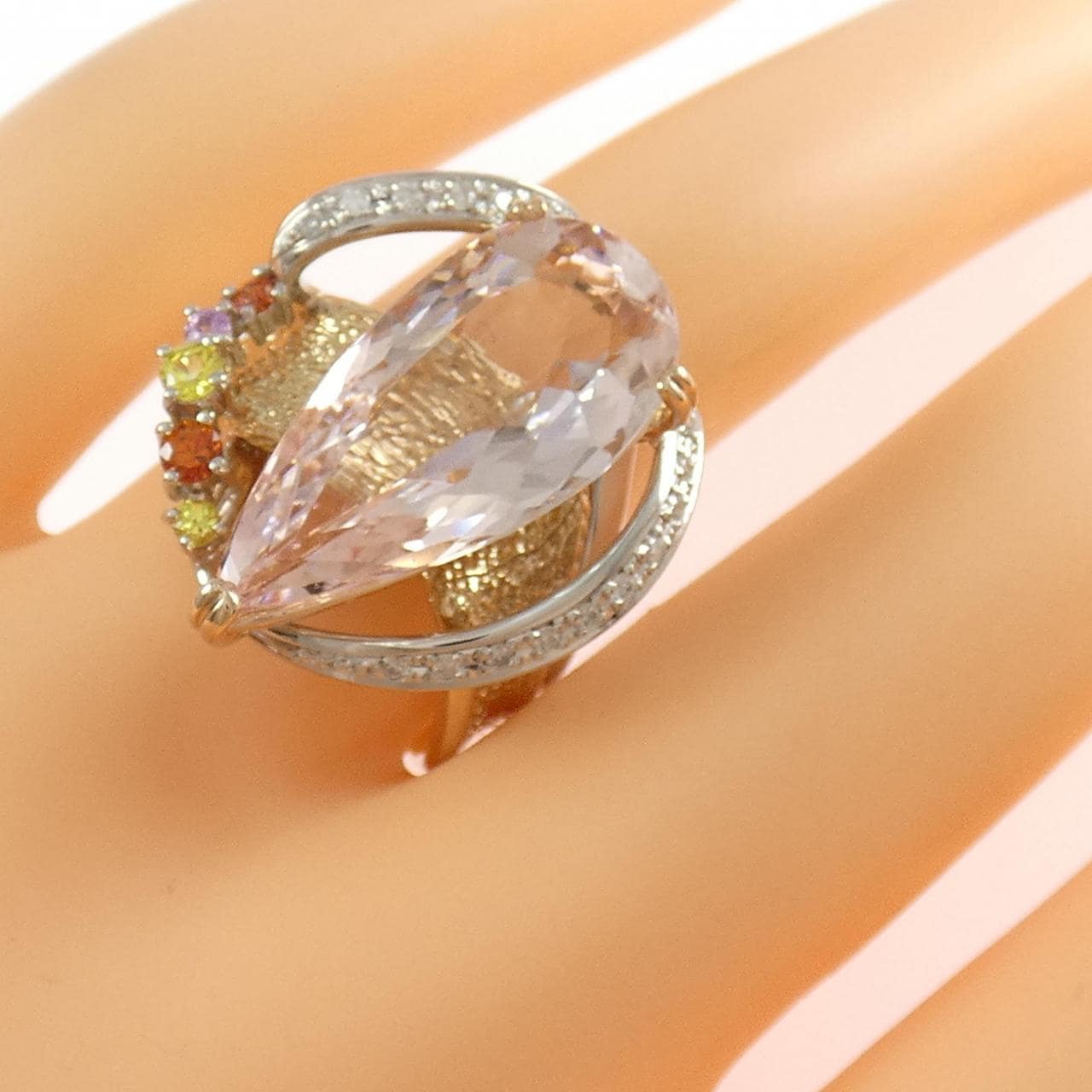 K18PG/PT900 カラーストーン リング