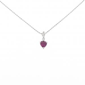 PT900/PT850 ハート ルビー ネックレス 0.36CT