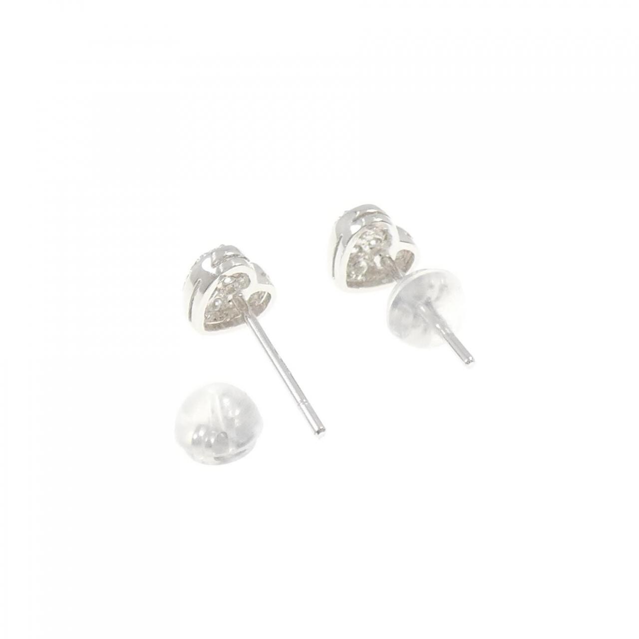 K18WG パヴェ ハート ダイヤモンド ピアス