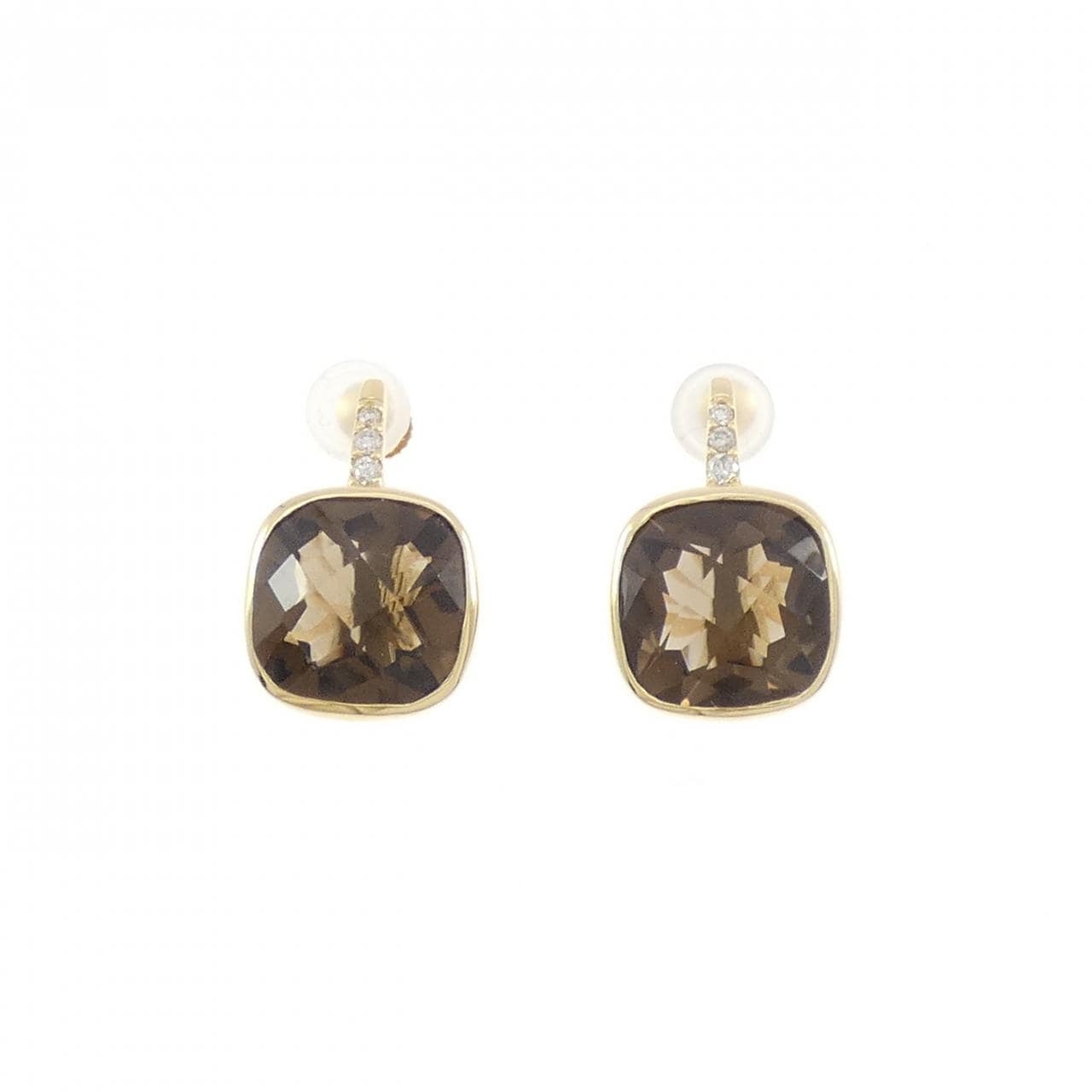 K18YG スモーキークオーツ イヤリング 6.00CT