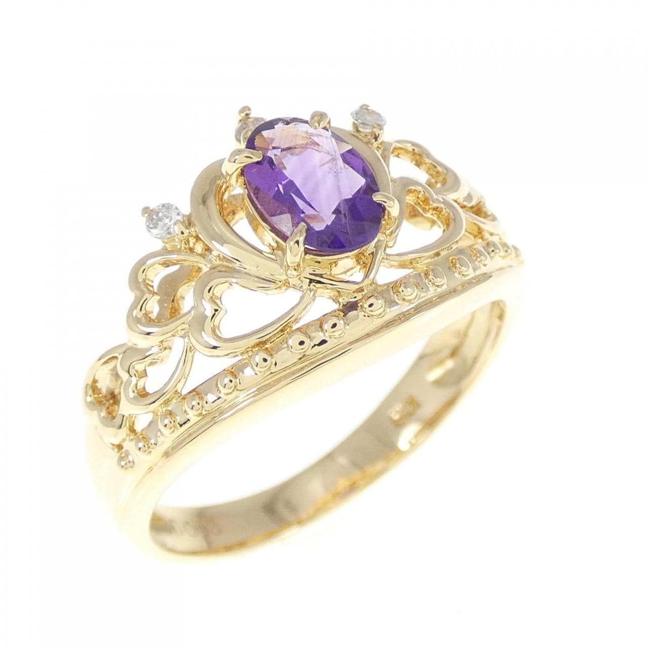 K18YG皇冠紫水晶戒指