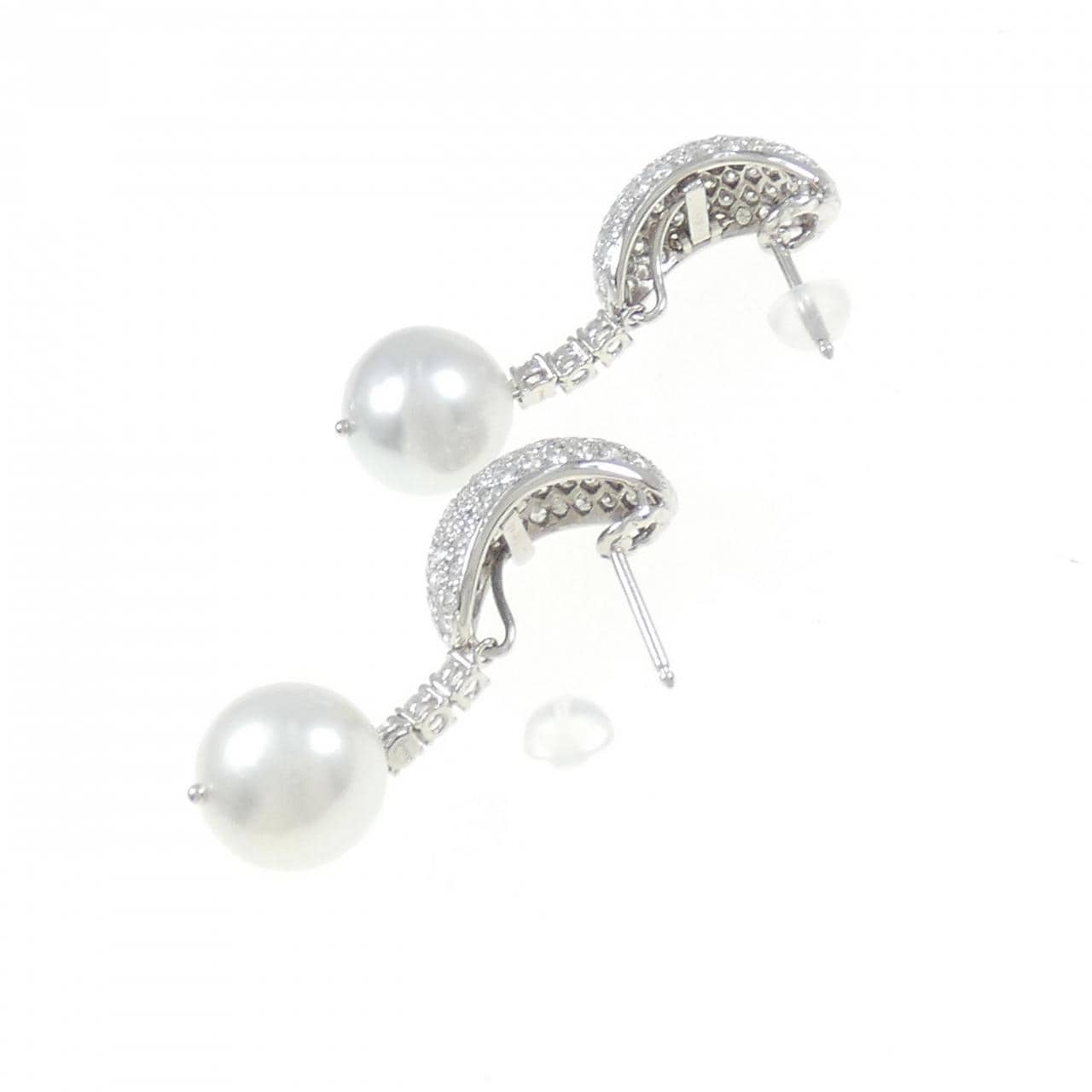 PT900/14KWG White Butterfly Pearl Earrings 11.2mm