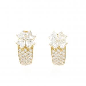 K18YG Flower Diamond Earrings 3.55CT