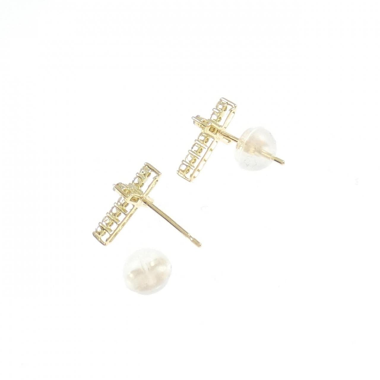 【新品】K18YG クロス ダイヤモンド ピアス 0.20CT