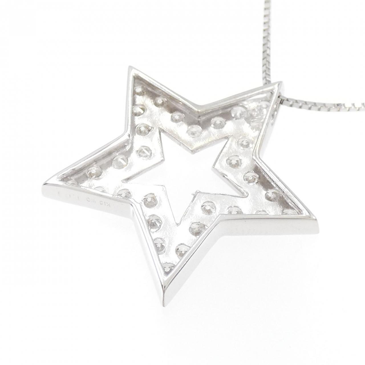 K18WG スター ダイヤモンド ネックレス 1.01CT