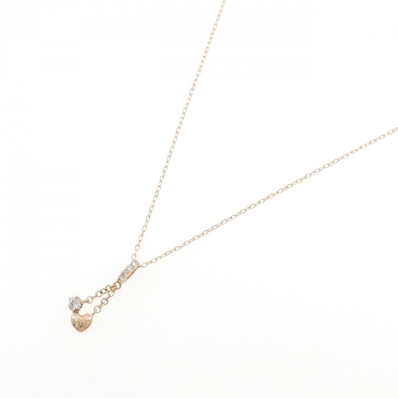 K18PG ハート ダイヤモンド ネックレス 0.12CT