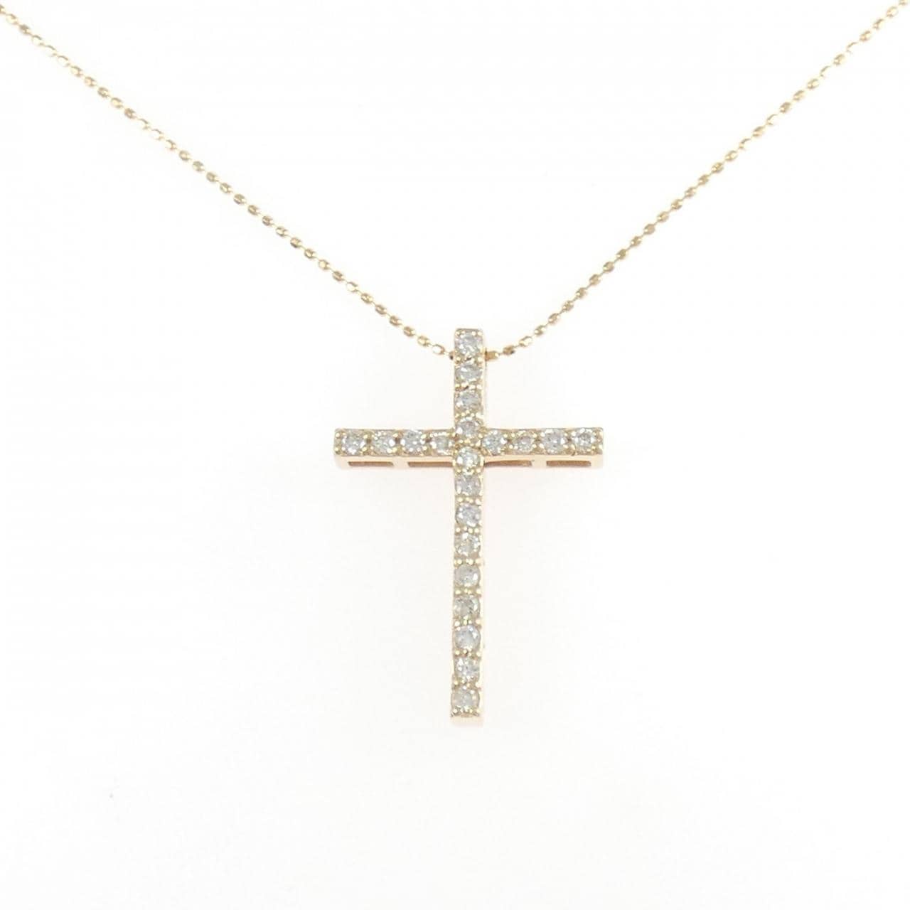 K18PG/750PG クロス ダイヤモンド ネックレス 0.42CT
