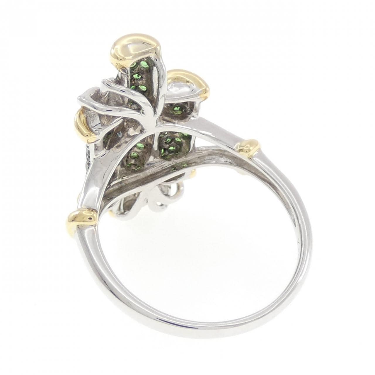 K18スリーカラー グリーンガーネット リング 0.90CT