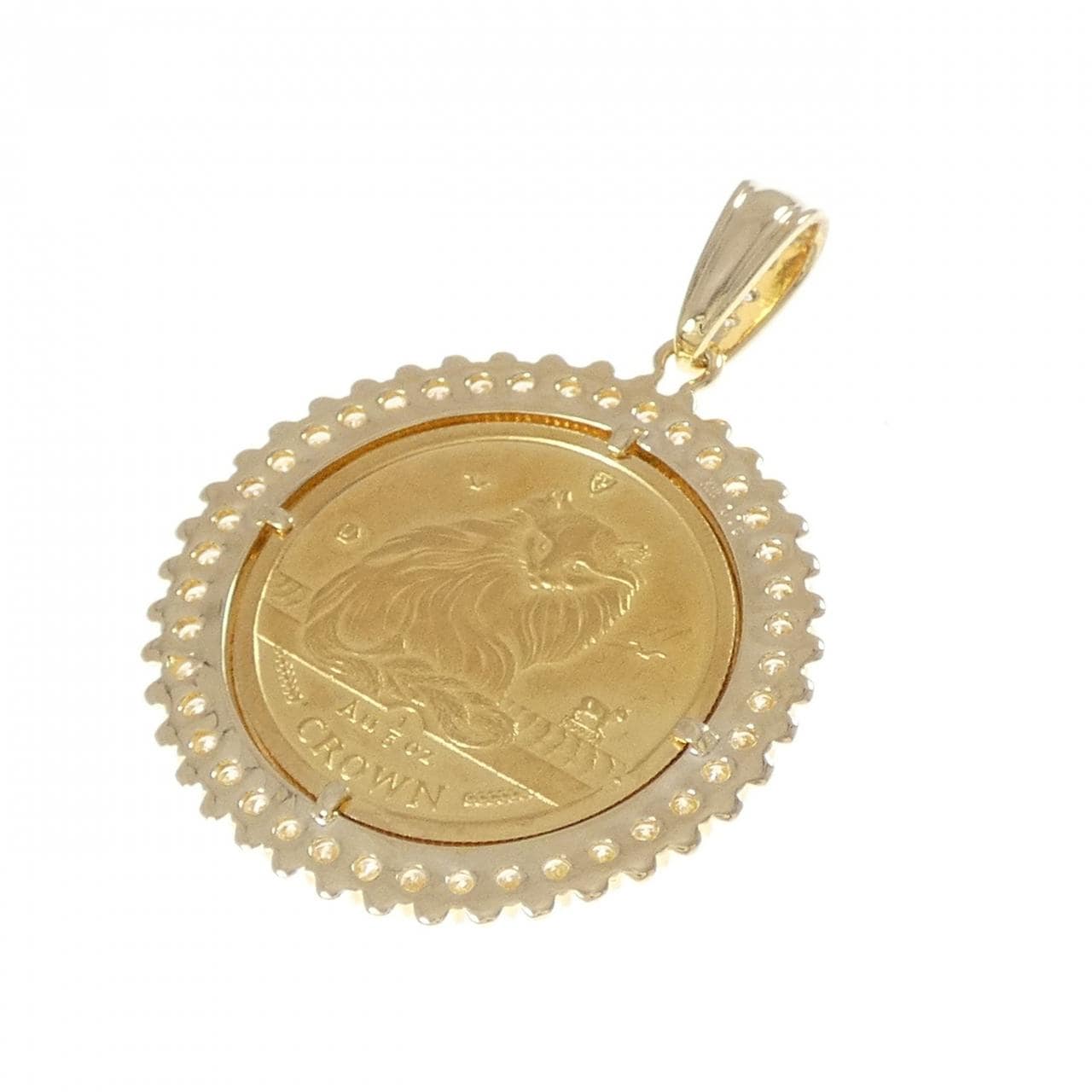 K18YG(枠) ダイヤモンド コイン ペンダント 1.10CT