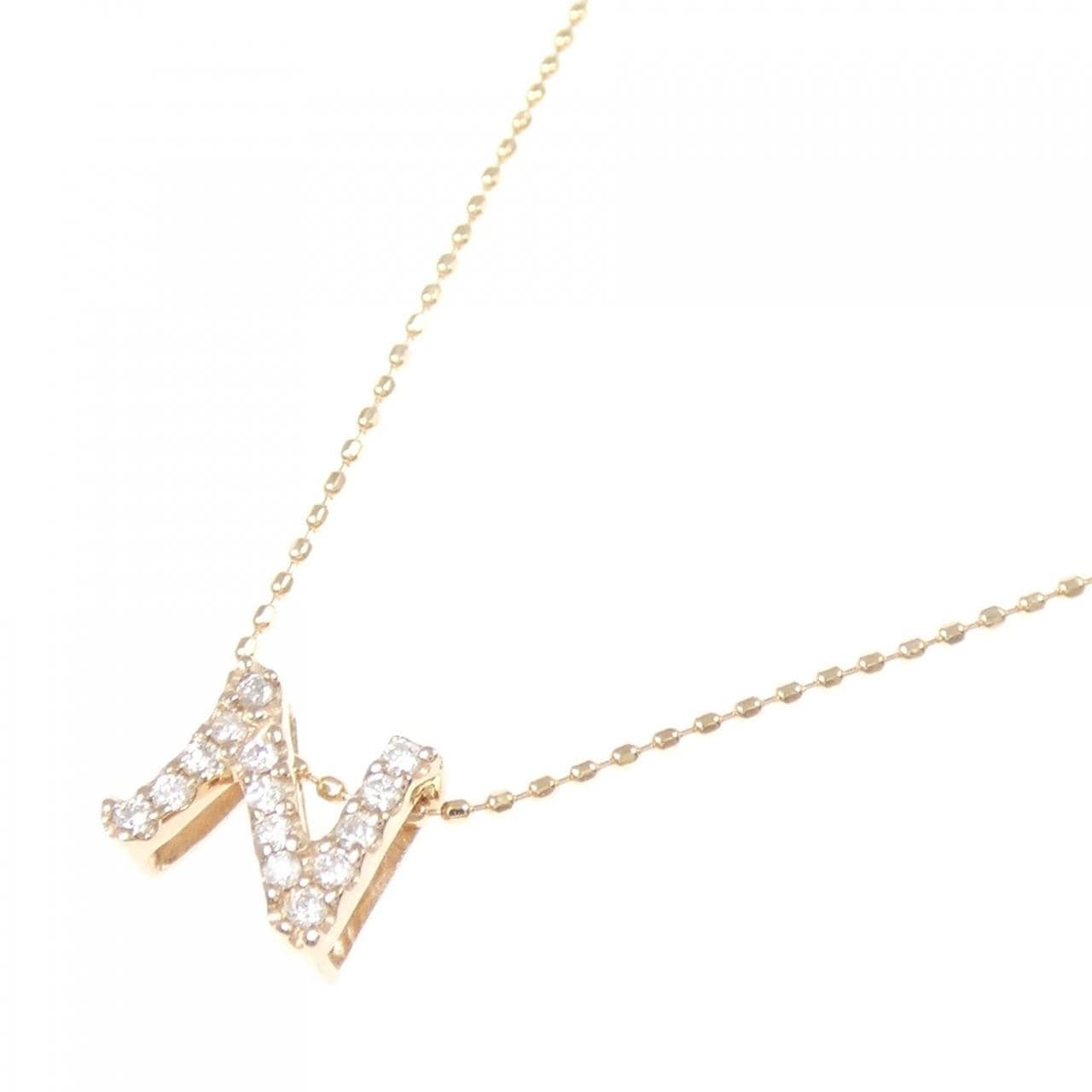 K18PG イニシャルN ダイヤモンド ネックレス 0.09CT