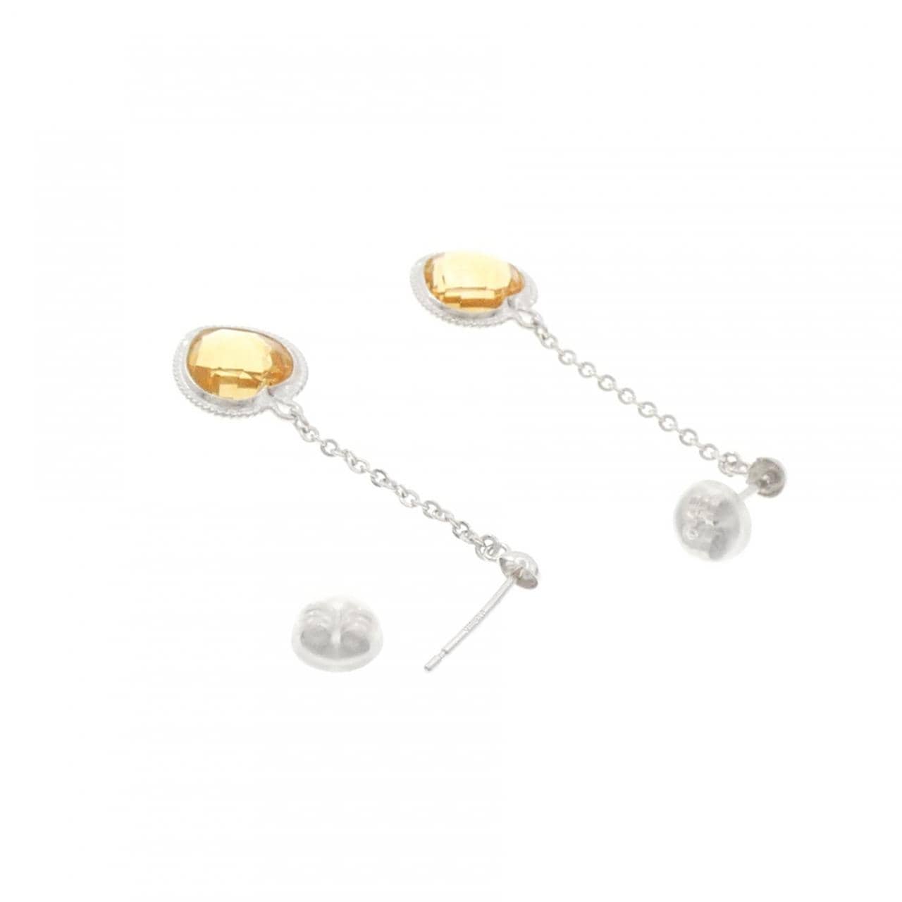 K18WG ハート シトリン ピアス