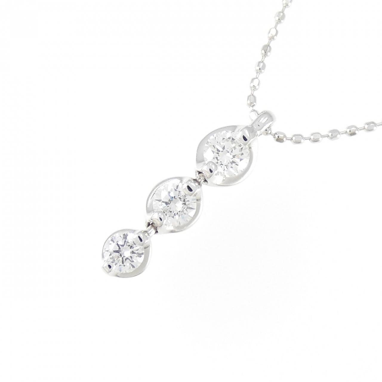 PT/K18WG 三石钻石项链 0.30CT