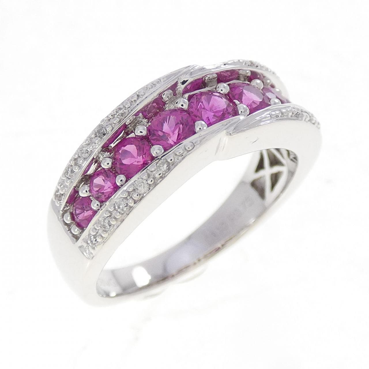 K18WG ルビー リング 0.75CT