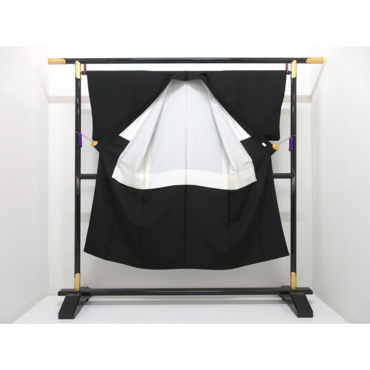 男物　黒羽二重　丸に六ッ槌車　きもの・羽織２点セット