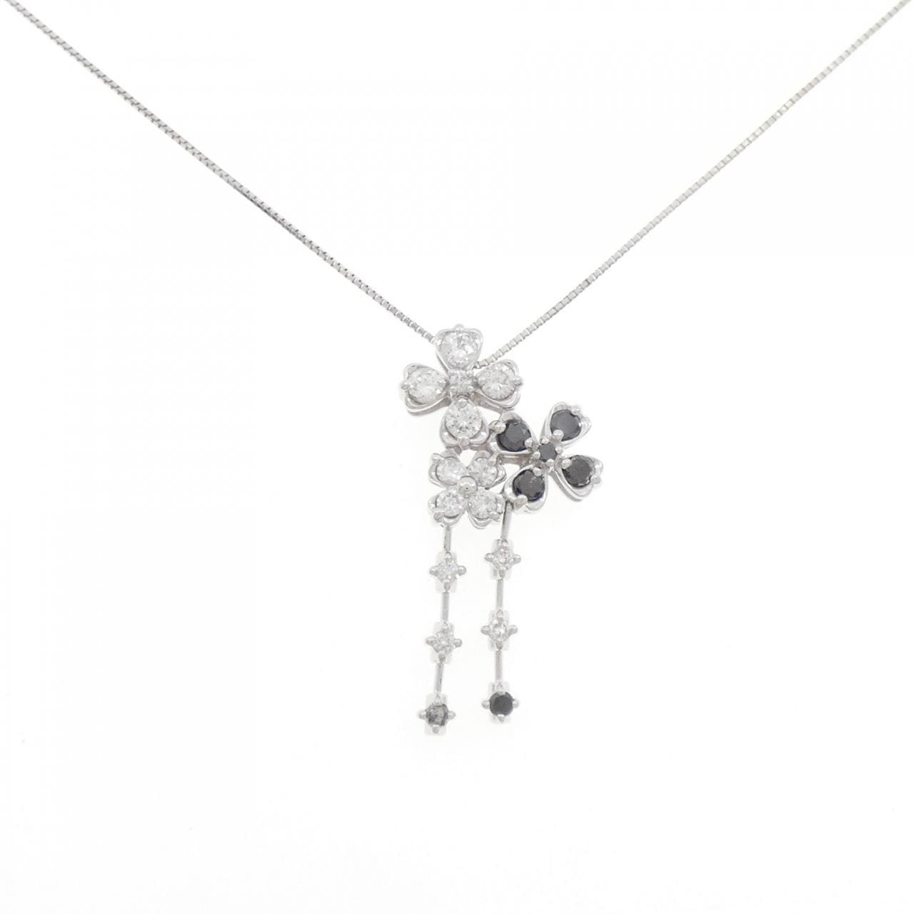 K18WG フラワー ダイヤモンド ネックレス 1.00CT
