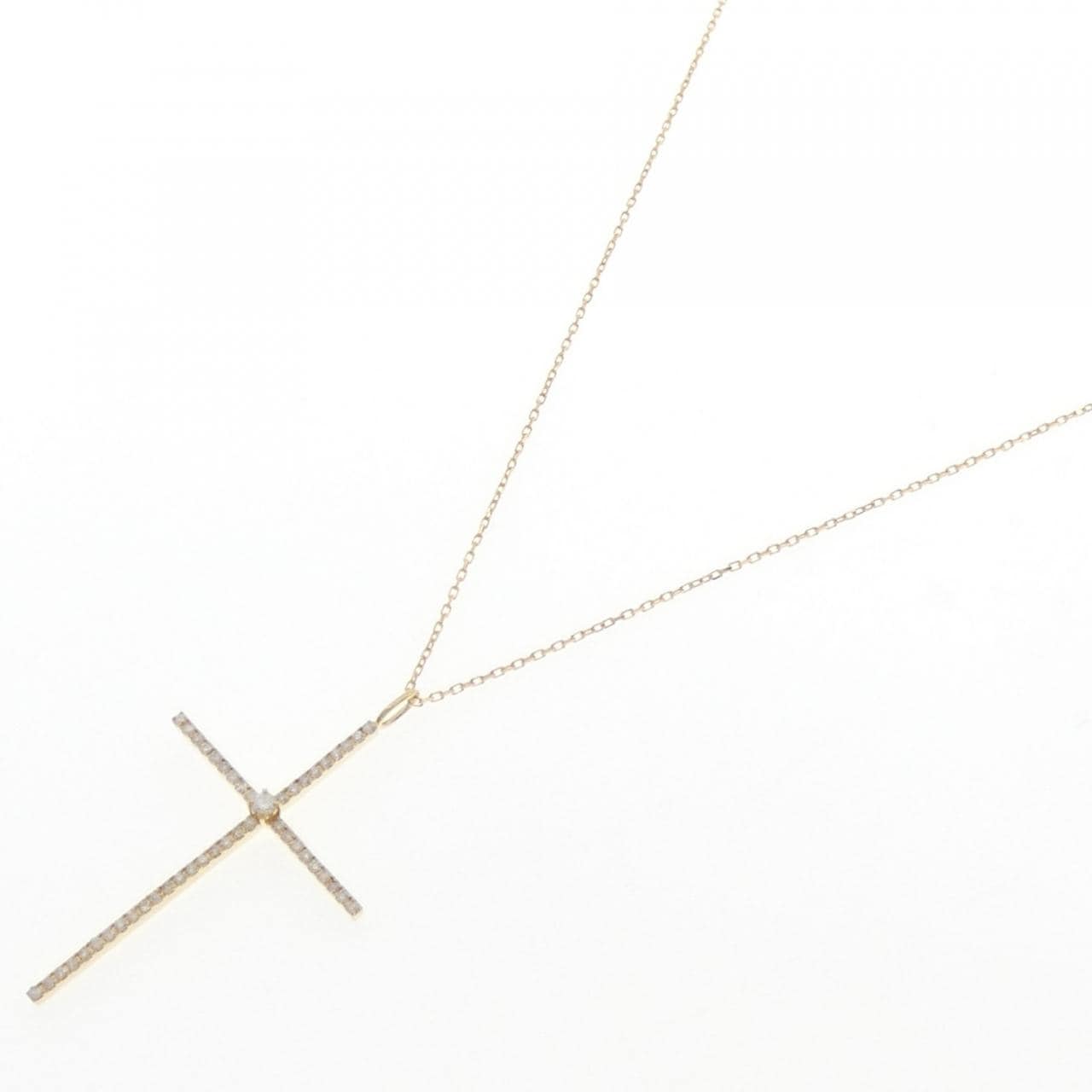 K18YG クロス ダイヤモンド ネックレス 0.35CT