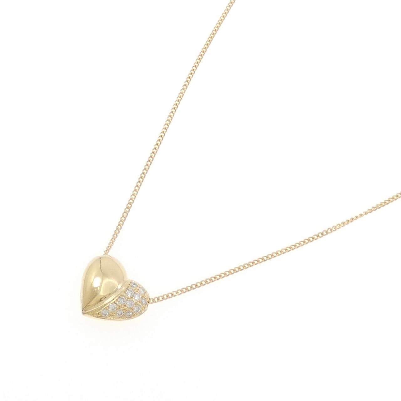 K18YG ハート ダイヤモンド ネックレス 0.14CT