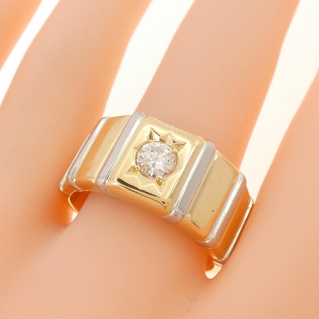 K18YG/PT900 ダイヤモンド リング 0.43CT