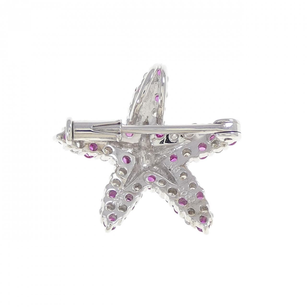 K18WG ヒトデ サファイヤ ブローチ 0.45CT