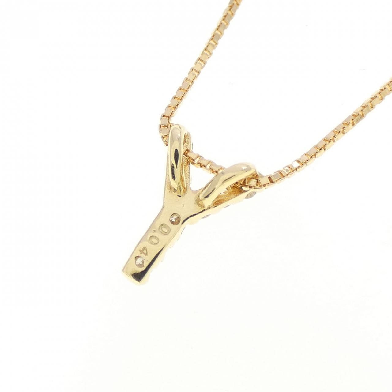 K18YG イニシャルY ダイヤモンド ネックレス 0.04CT