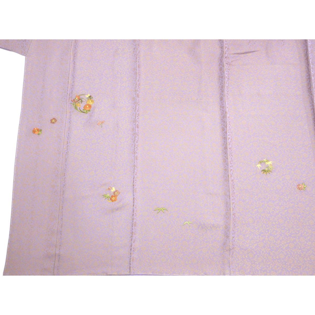 訪問着　丸に沢瀉　刺繍加工　身丈Ｓ寸