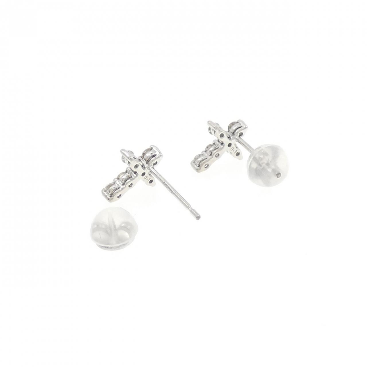 K18WG cross Diamond earrings 0.2CT