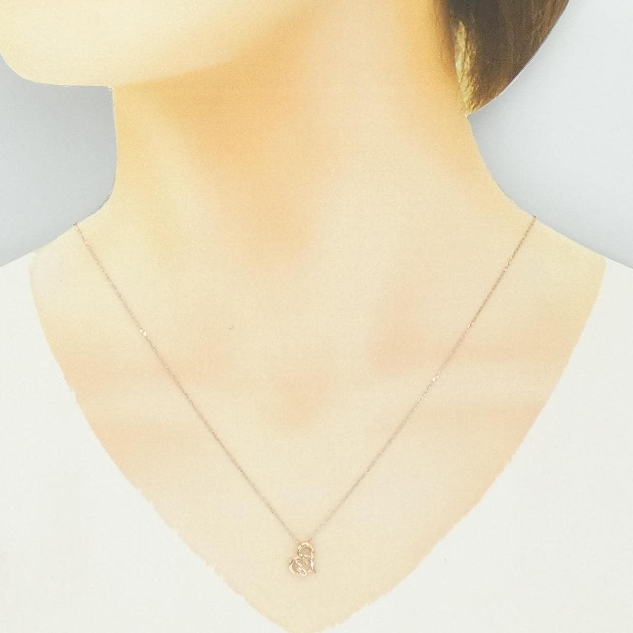 K10PG 心形 x 字母 M鑽石項鍊 0.004克拉