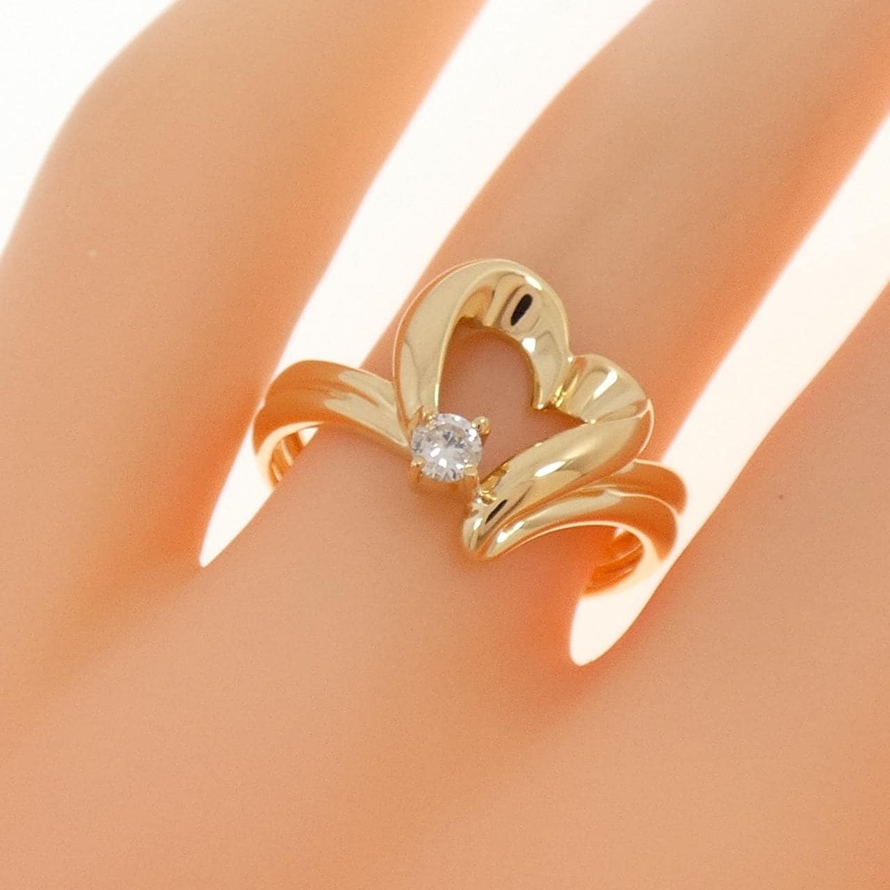 K18YG ハート ダイヤモンド リング 0.08CT