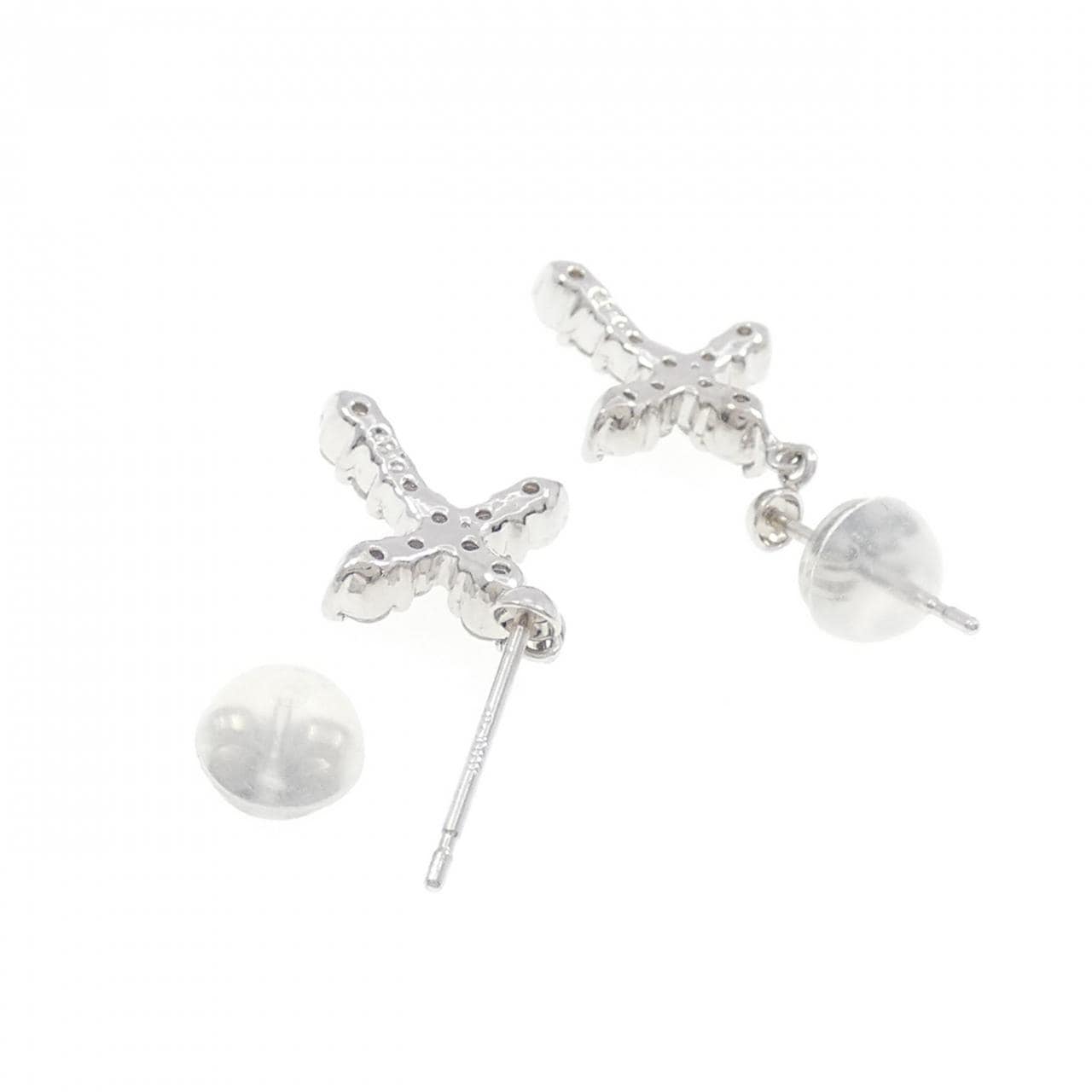 PT900 クロス ダイヤモンド ピアス 0.50CT