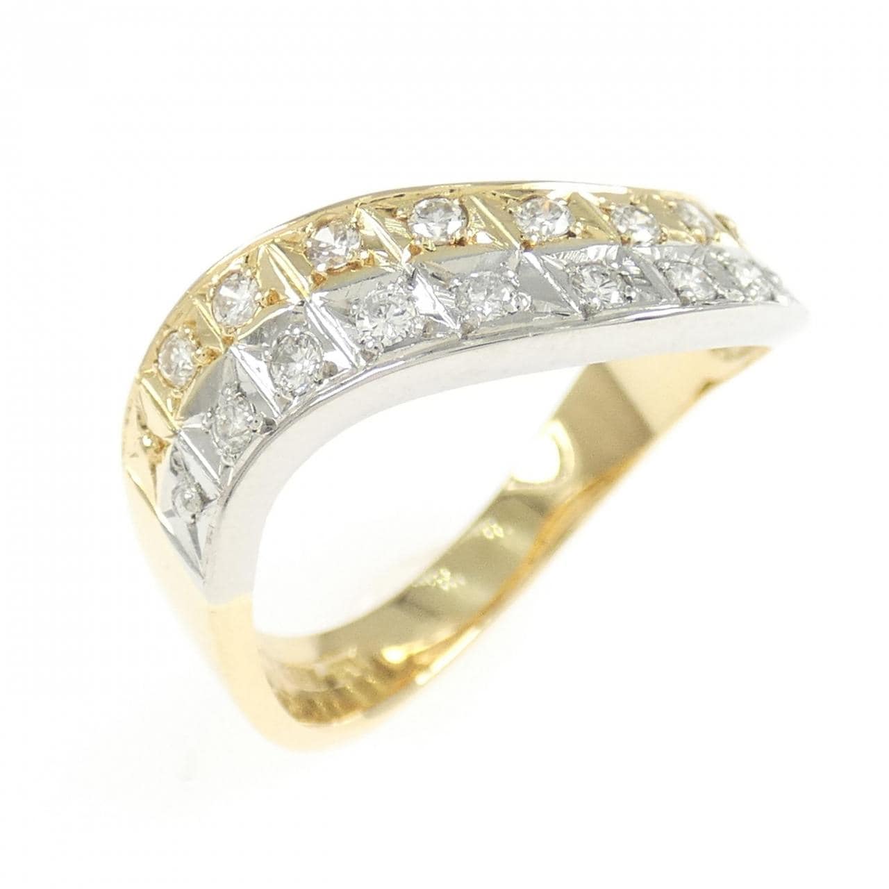 K18YG/PT ダイヤモンド リング 0.19CT