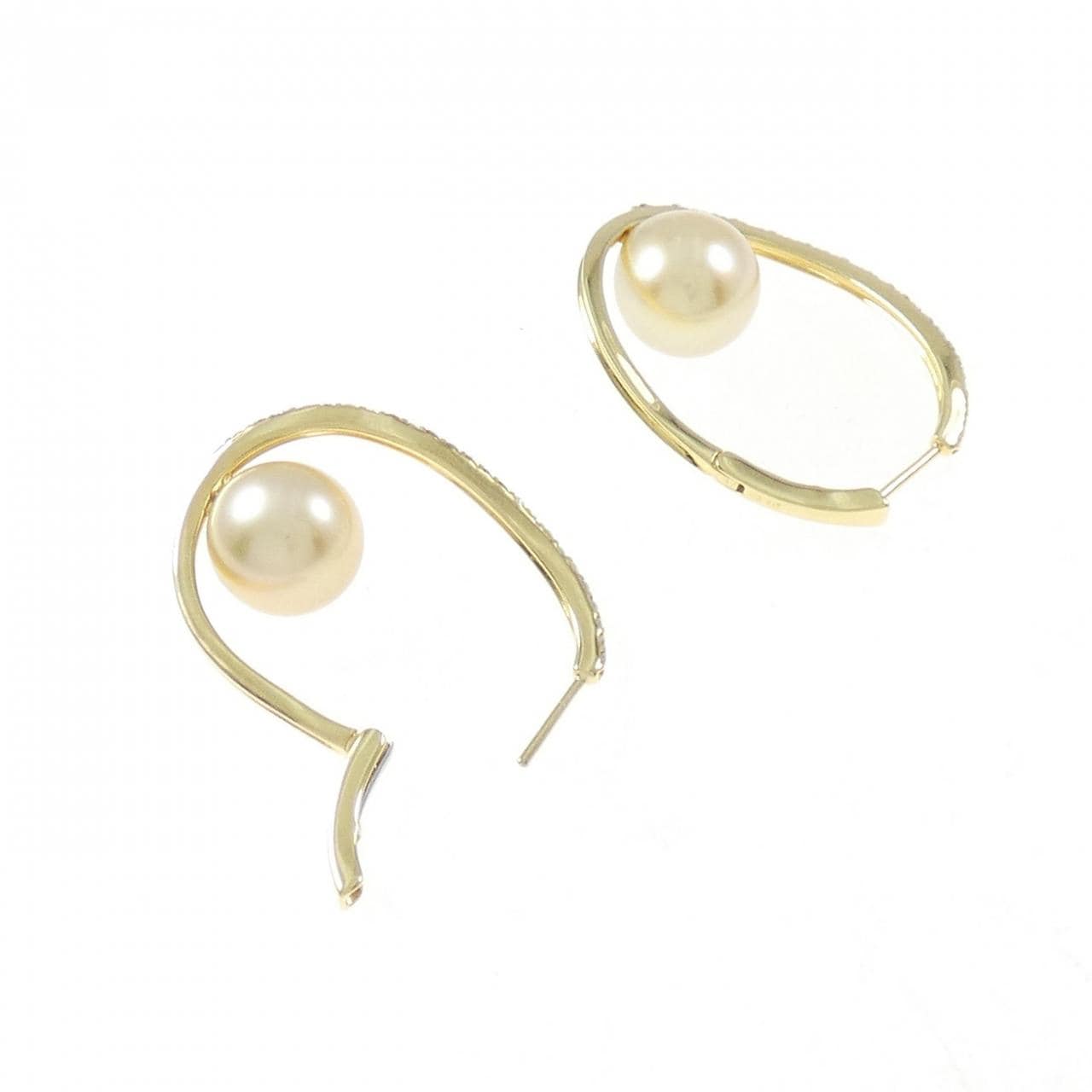 K18YG White Butterfly Pearl earrings 9.4mm