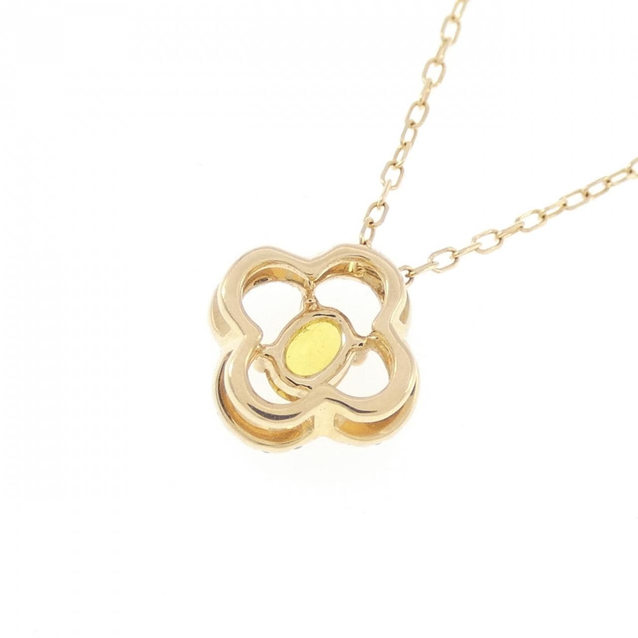 K18YG フラワー サファイヤ ネックレス 0.27CT