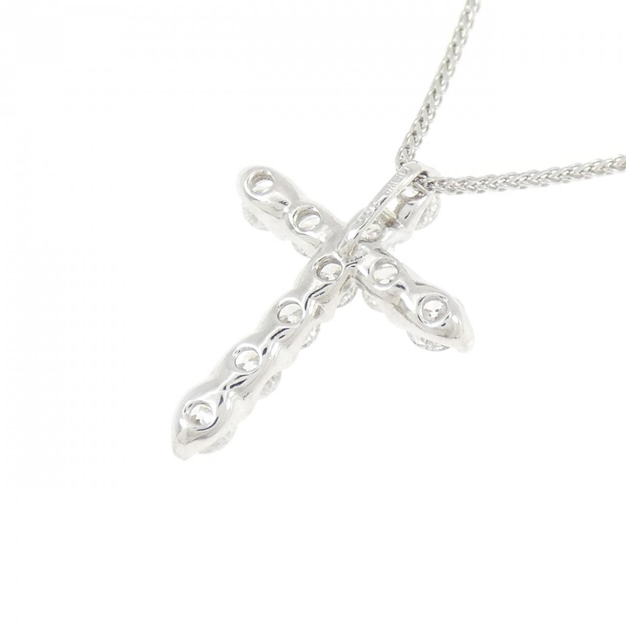 K18WG/750WG クロス ダイヤモンド ネックレス 1.00CT