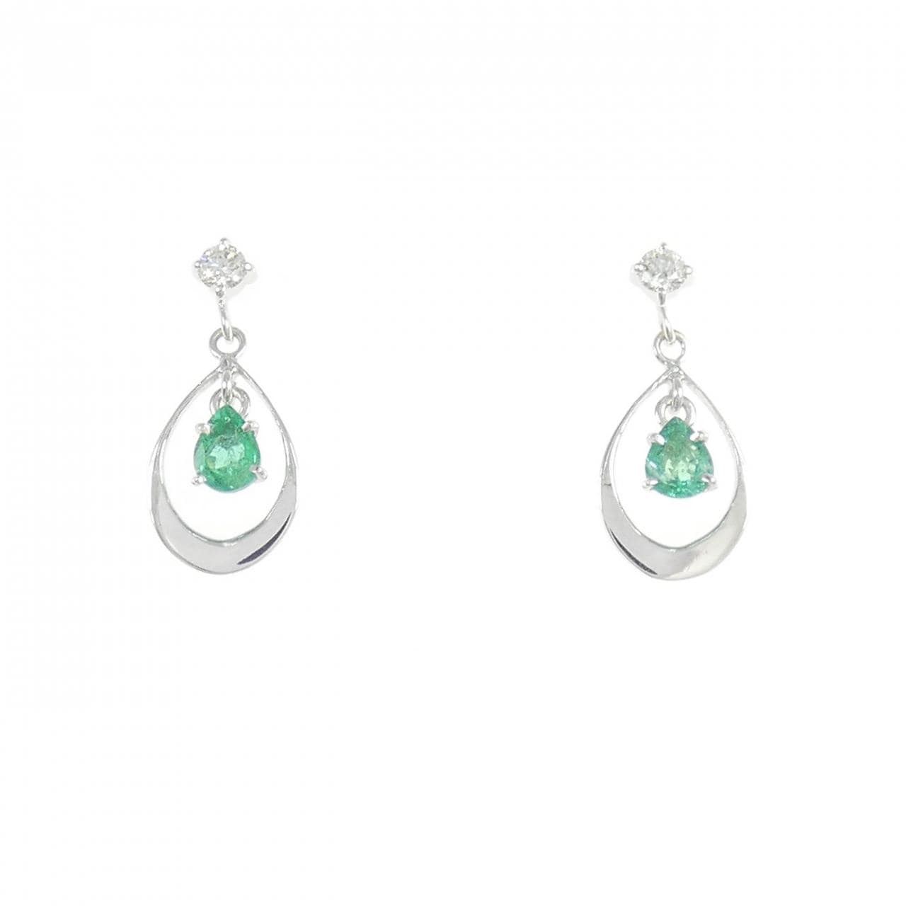 K18WG エメラルド ピアス 0.22CT