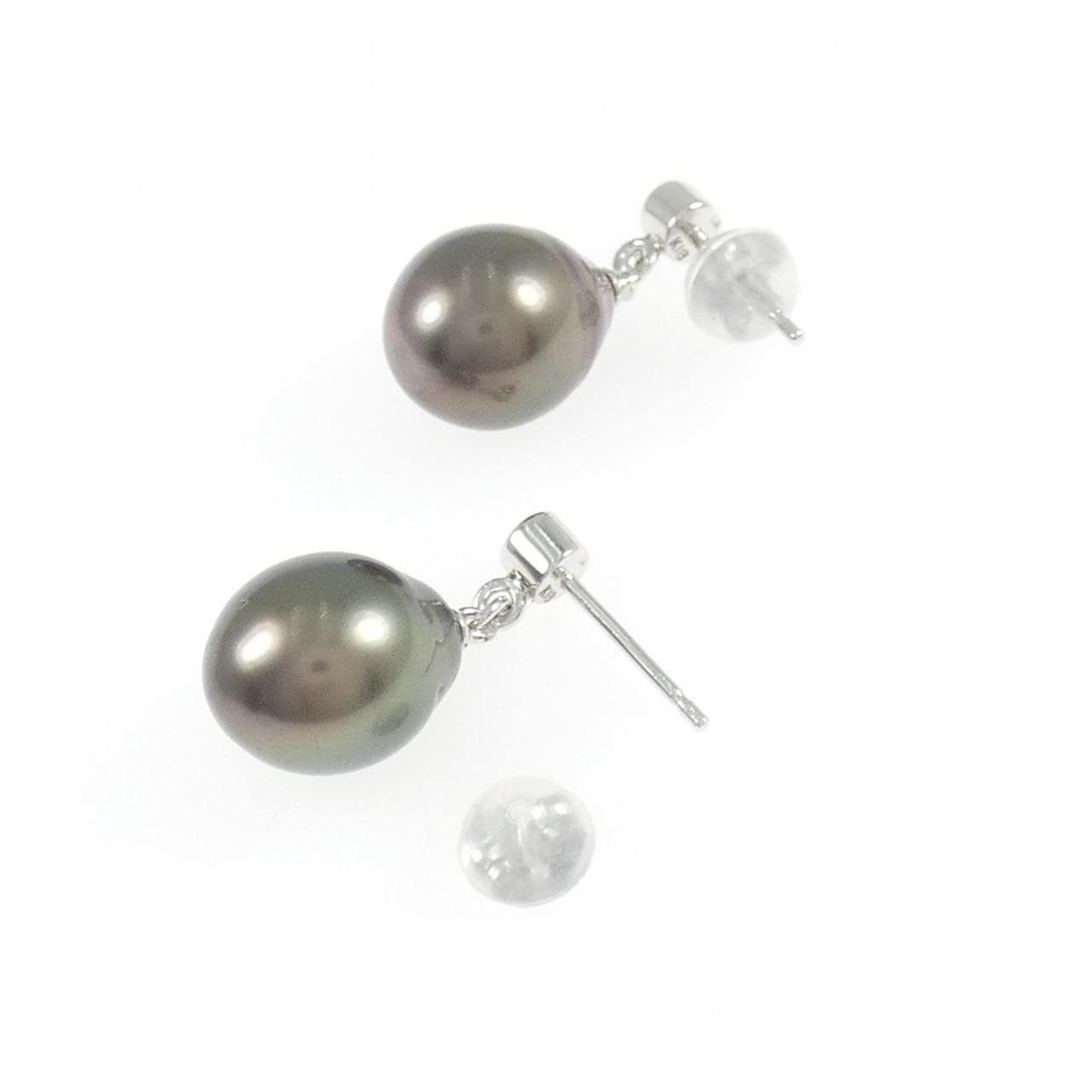 PT900/K18WG 黒蝶パール ピアス