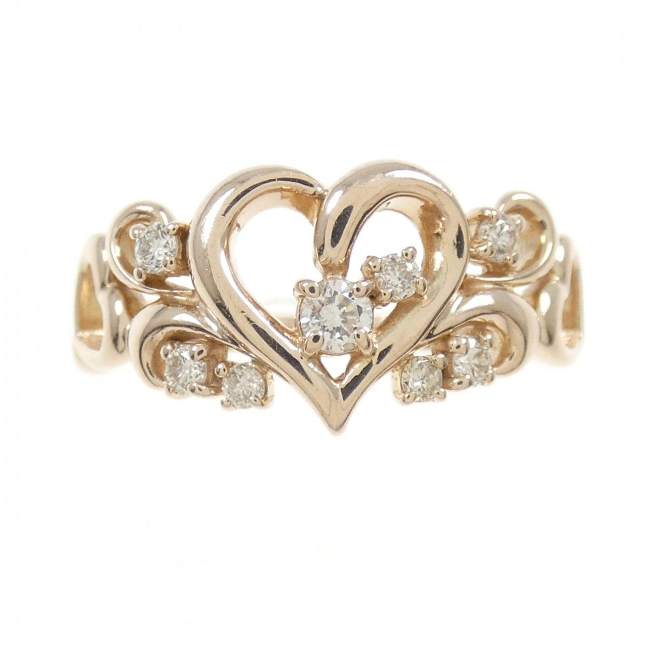 K18PG ハート ダイヤモンド リング 0.15CT